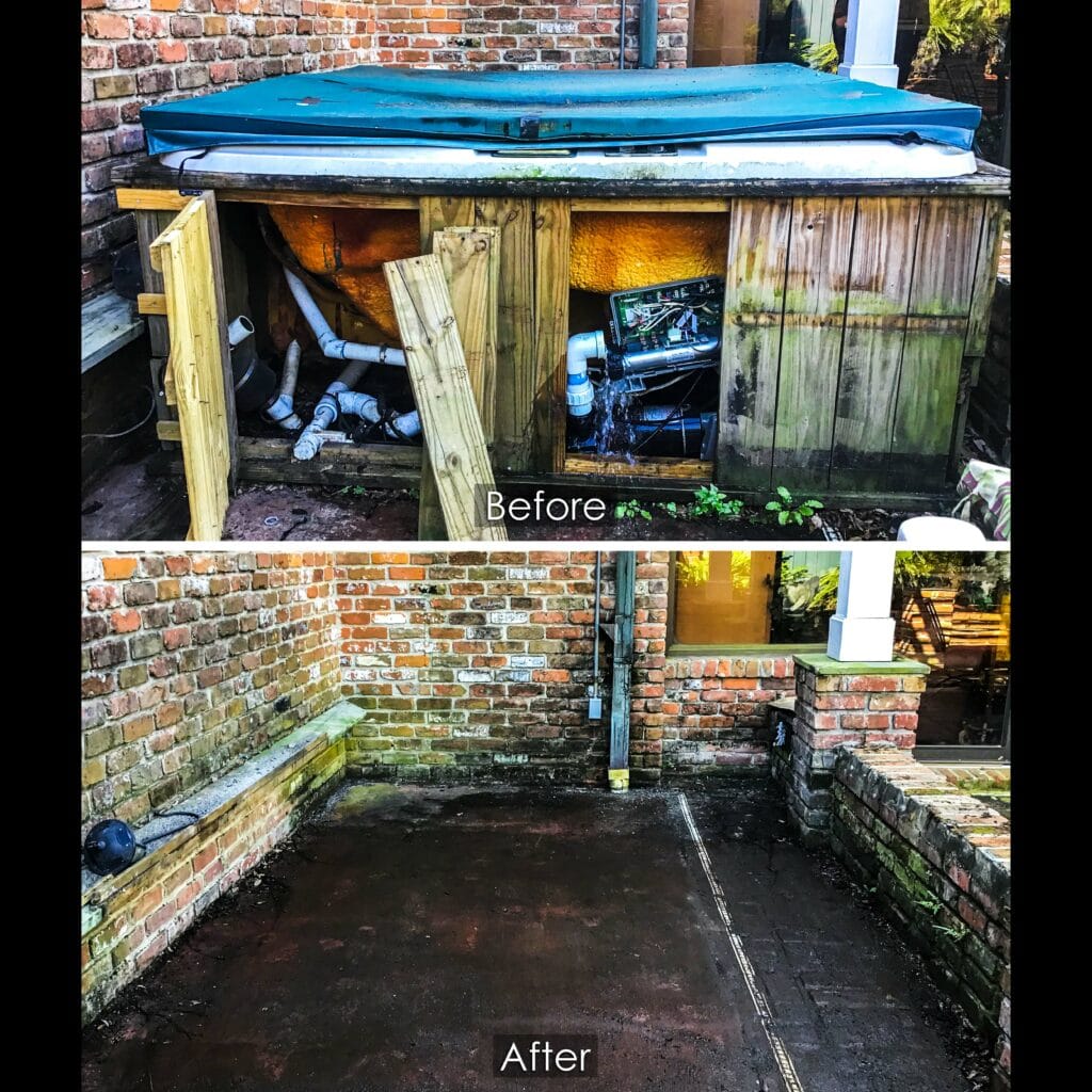 Before and After of a Hot Tub Removed in Madisonville, Louisiana